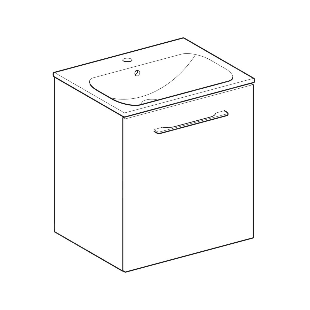 Geberit Selnova Square - Wastafelonderkast 635x588x480 Mm, Met Wastafel, 1 Deur, Glanzend Wit 501.252.00.1 - Afbeelding 3