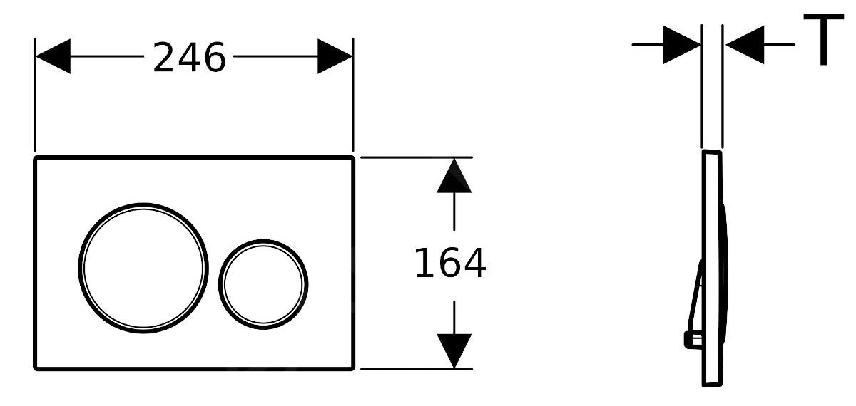 Geberit Sigma20 - Bedieningsplaat, Mat Zwart/zwart 115.882.16.1 - Afbeelding 2