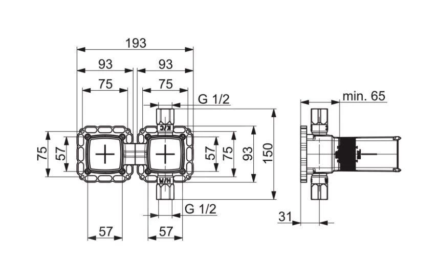 Hansa Matrix - Basisgarnituur Voor Afdekset Voor Douchekraan DN15 44000100 - Afbeelding 2