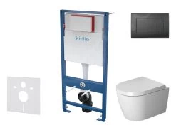 Kielle Genesis - Voorwand Montageset, ME By Starck Toilet En Softclose Toiletbril, Gemini III Bedieningspaneel, Mat Zwart SANI11AP5100