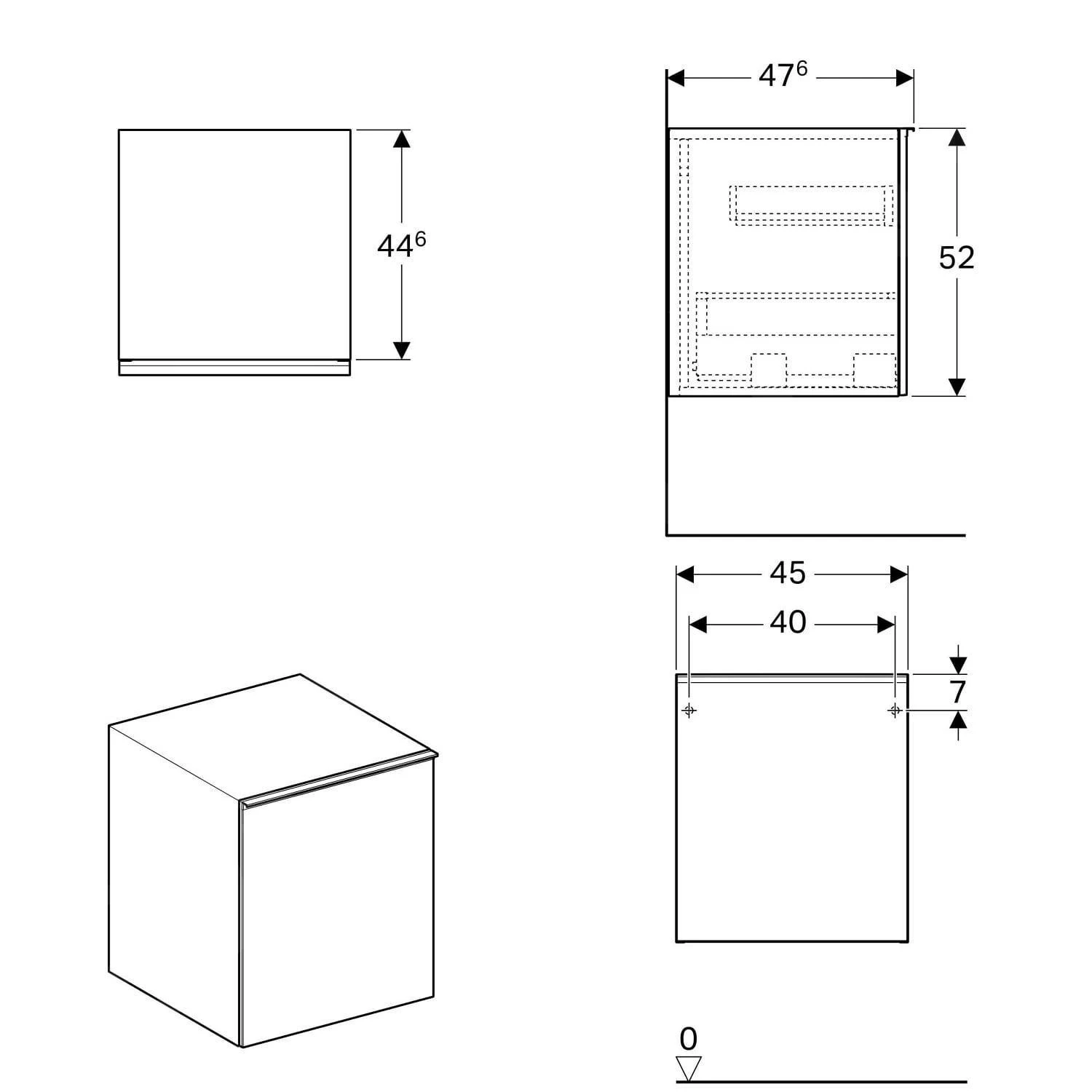 Geberit Acanto - Onderbouw Zijkast Met Interne Lade 450x520 Mm, Zwart 500.618.16.1 - Afbeelding 2