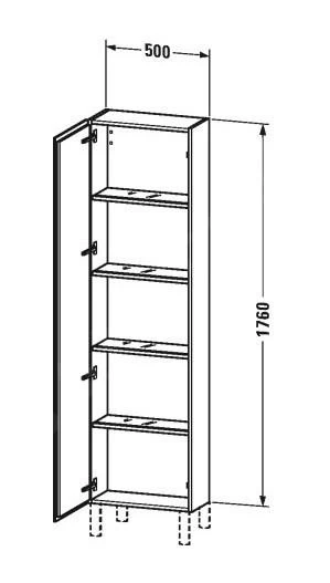 Duravit L-Cube - Hoge Badkamerkast 1760x500x243 Mm, Rechts, Glanzend Wit LC1171R2222 - Afbeelding 2