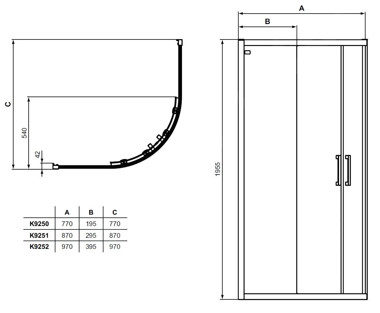Ideal Standard Connect 2 - Douchecabine 1000x1000 Mm, Silver Bright/helder Glas K9252EO - Afbeelding 2