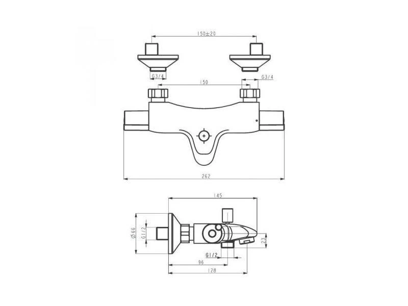 Novaservis Aqualight - Opbouw Thermostaat Douchekraan, Chroom 2520/1,0 - Afbeelding 2
