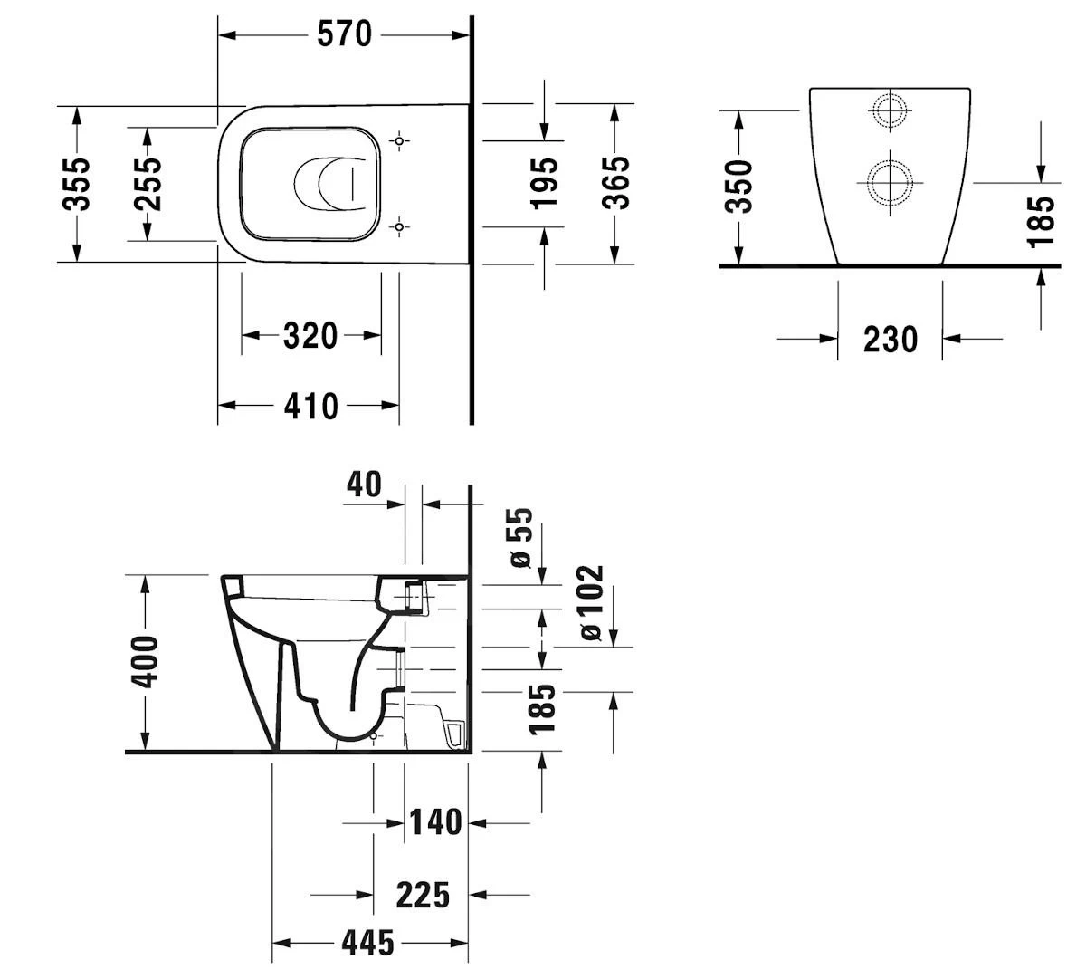 Duravit Happy D.2 - Staand Toilet, Afvoer Horizontaal, Met HygieneGlaze, Alpine Wit 2159092000 - Afbeelding 2