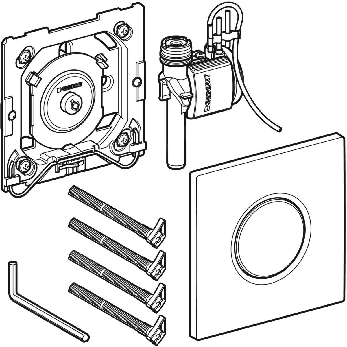 Geberit Spoelsystemen - Urinoirstuursysteem Met Pneumatische Spoelactivering, Bedieningsplaat Type 01, Chroom 116.011.21.5 - Afbeelding 3