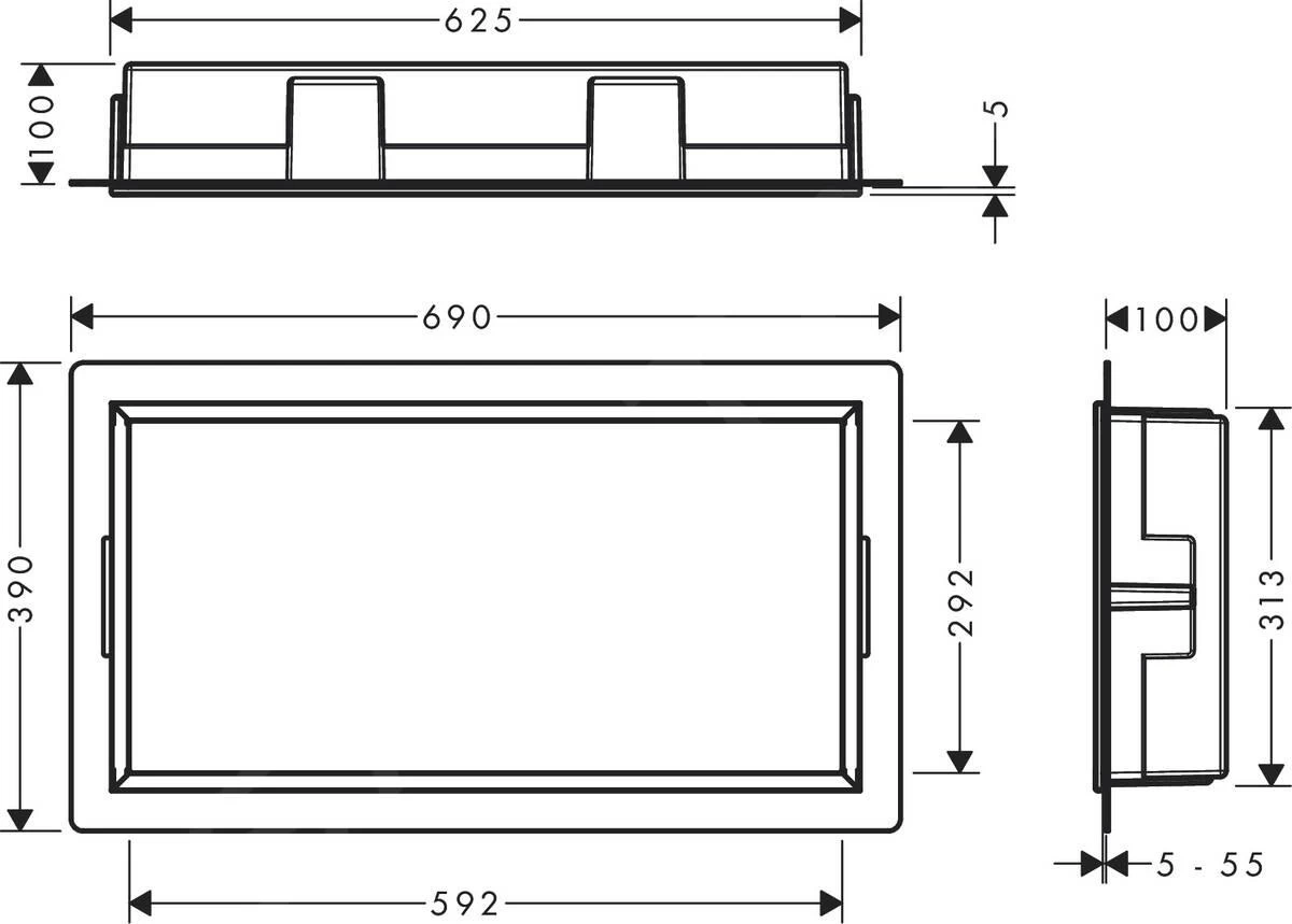 Hansgrohe XtraStoris Original - Inbouwnis, 300x600x100 Mm, Rvs 56064800 - Afbeelding 2