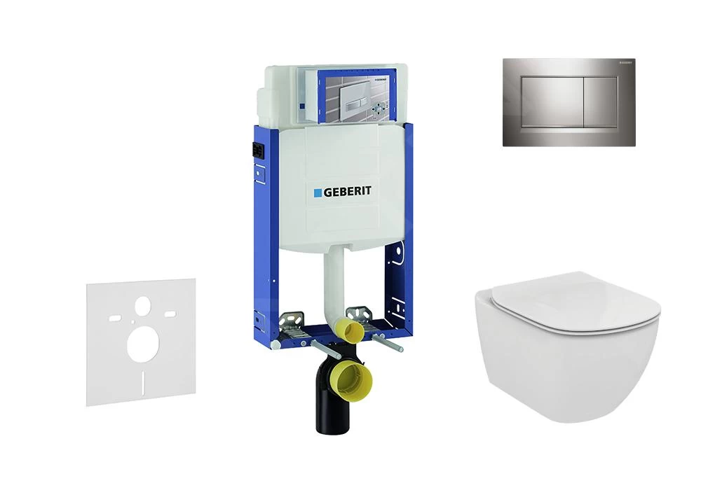 Geberit Kombifix - Set Voorwandinstallatie, Toilet En Zitting Ideal Standard Tesi, Sigma30 Bedieningsplaat, Chroom 110.302.00.5 NF6
