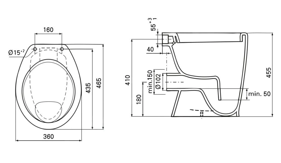 Ideal Standard Eurovit - Staande Wc, Barrièrevrij, Vlakspoel, Wit V311601 - Afbeelding 2