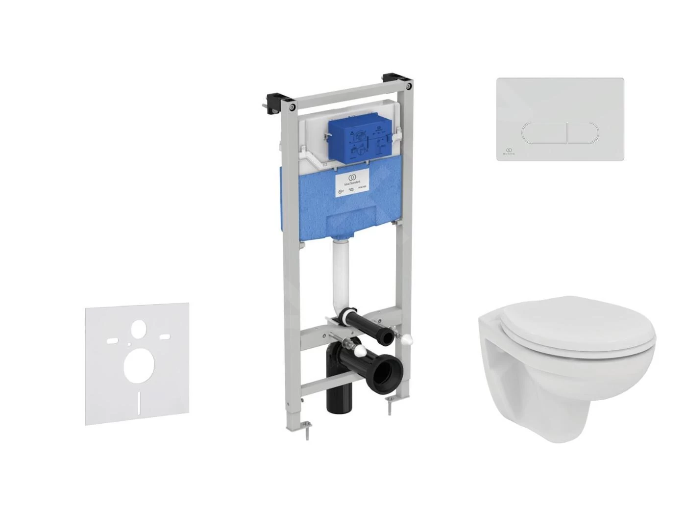 Ideal Standard ProSys - Toiletset- Inbouwreservoir, Closet, WC-zitting Eurovit, Oleas M1 Bedieningsplaat, Rimless, SoftClose, Wit ProSys120M SP52