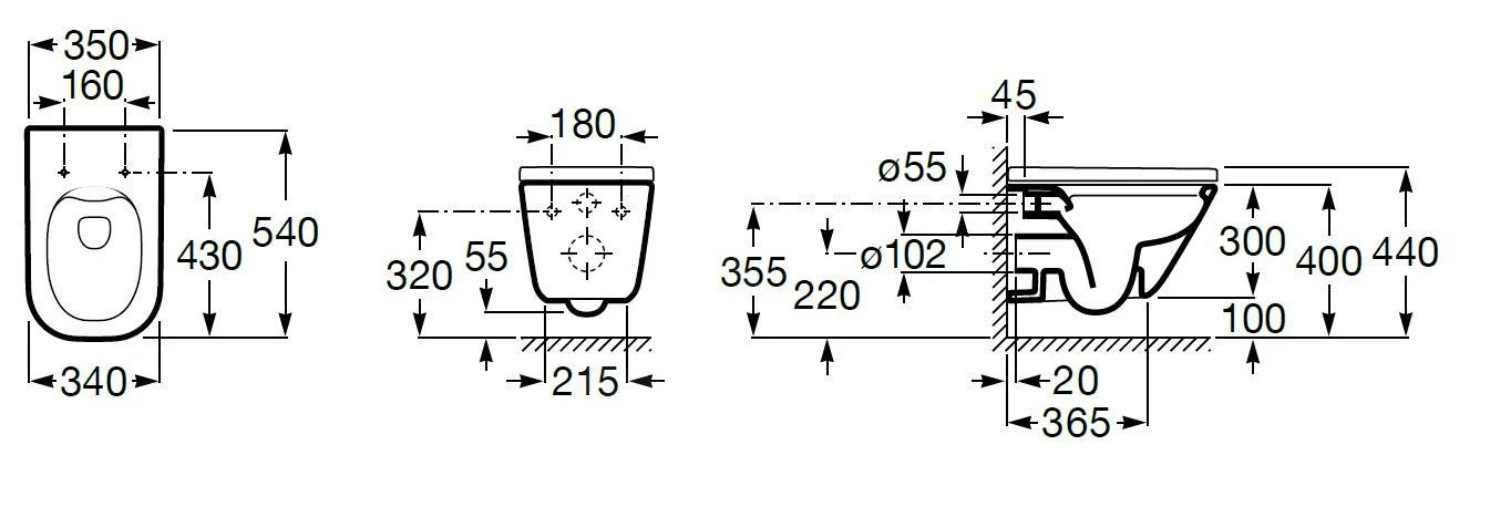 Roca The Gap - Hangend Toilet, Rimless, Wit A34647F000 - Afbeelding 2