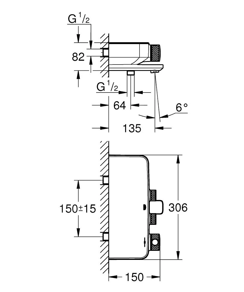 Grohe Grohtherm SmartControl - Thermostatische Opbouw Badmengkraan, Chroom 34718000 - Afbeelding 3