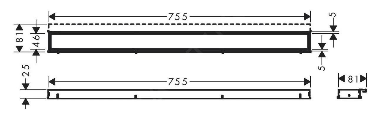 Hansgrohe RainDrain Match - Douchegoot Met Rvs Rooster 800, In Hoogte Verstelbaar Frame, Zwart 56038610 - Afbeelding 2