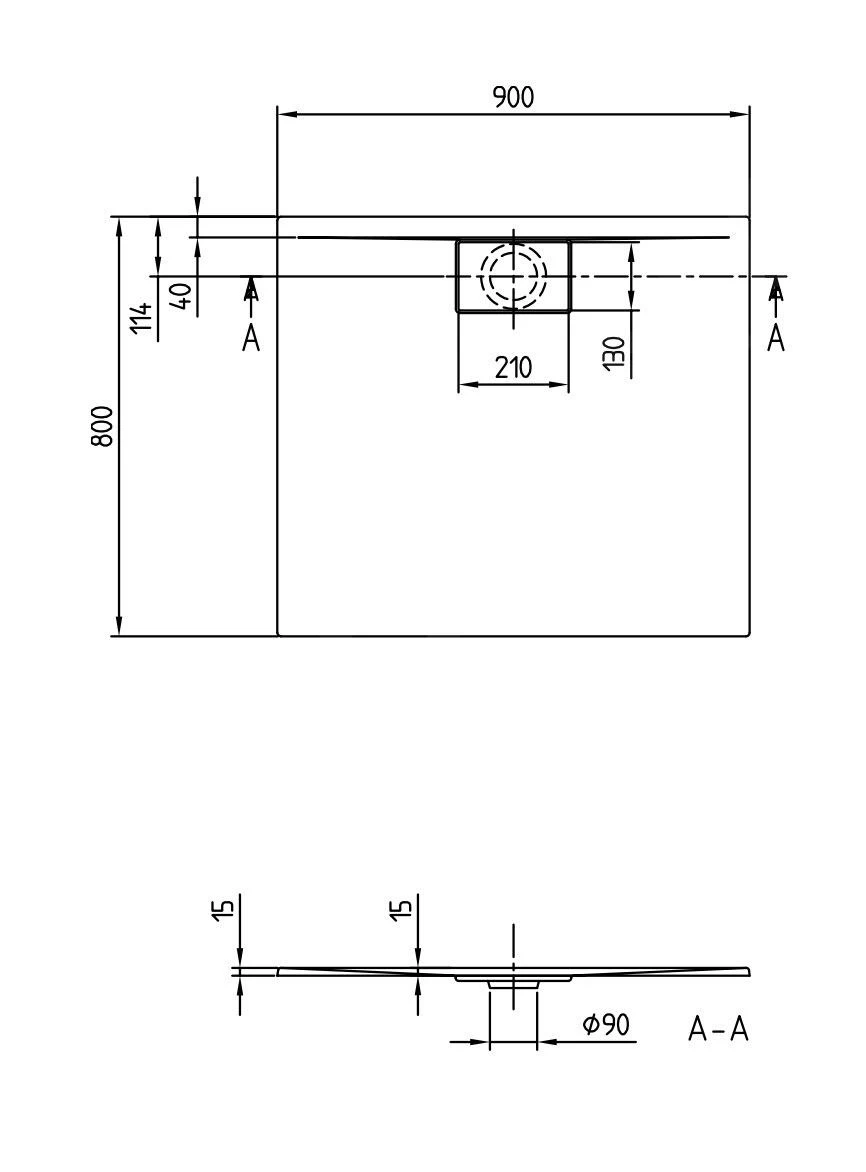 Villeroy & Boch Architectura MetalRim - Douchebak, 800x900 Mm, VilboGrip, Alpine Wit UDA9080ARA215GV-01 - Afbeelding 2