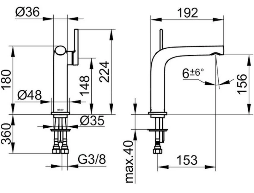 Keuco Edition 400 - Wastafelkraan, Zwart Chroom Geborsteld 51502130100 - Afbeelding 2