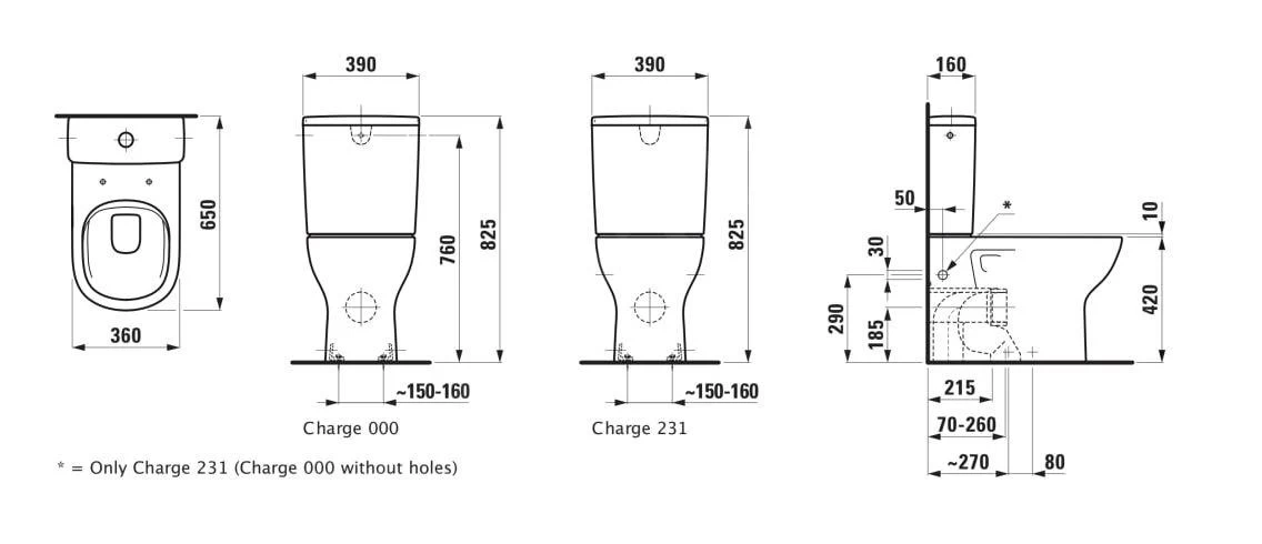 Laufen Lua - Duoblok Pot, Rimless, Afvoer Achteraan, Wit H8240860000001 - Afbeelding 2