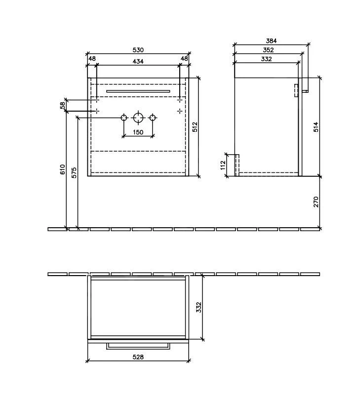 Villeroy & Boch Avento - Wastafelonderkast, 530x514x352 Mm, 1 Deur, Stone Oak A88800RK - Afbeelding 2