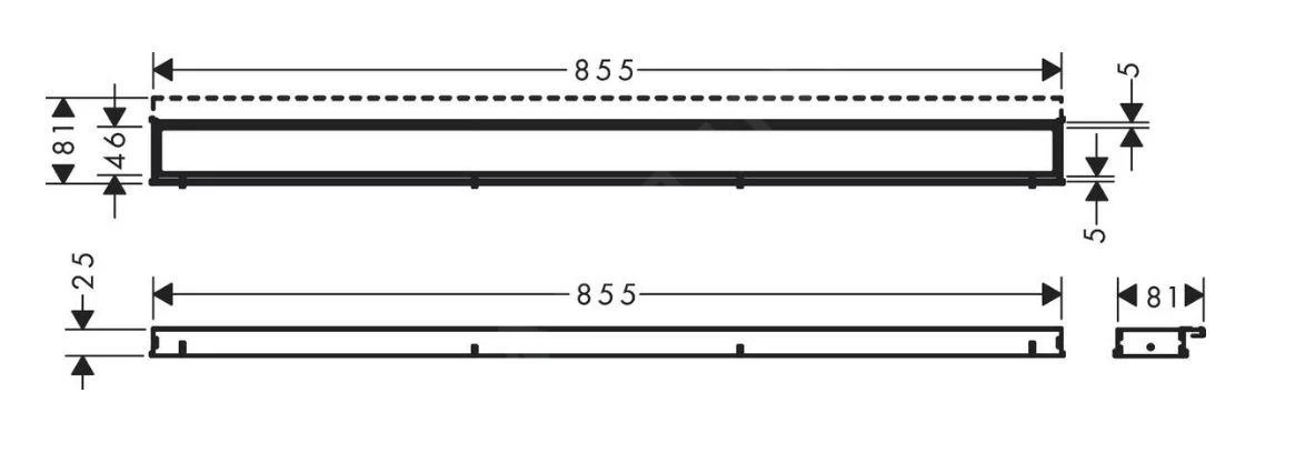 Hansgrohe RainDrain Match - Douchegoot Met Rvs Rooster 900, In Hoogte Verstelbaar Frame, Wit 56040450 - Afbeelding 2