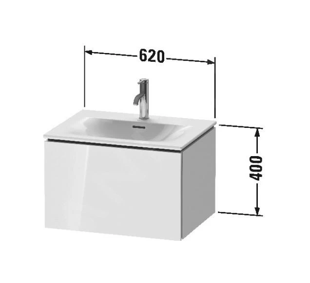 Duravit L-Cube - Wastafelonderkast 400x620x481 Mm, 1 La, Glanzend Wit LC613502222 - Afbeelding 2