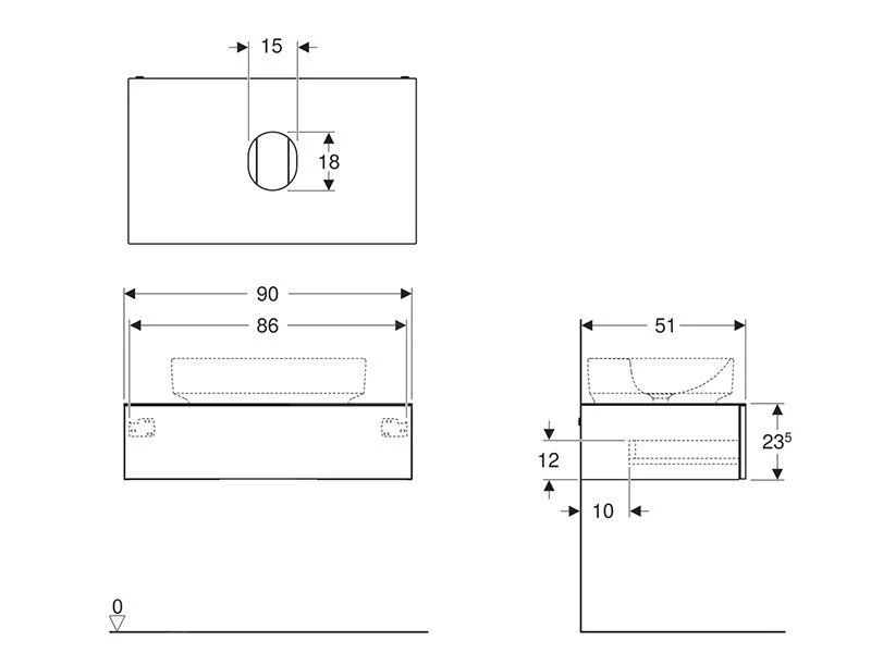 Geberit VariForm - Wastafelonderkast, 900x510x235 Mm, Met één Schuiflade, Aflegvlak En Sifon, Glanzend Wit/mat Wit 501.165.00.1 - Afbeelding 2