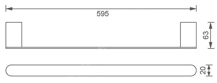 Novaservis Titania Naty - Handdoekhouder, Lengte 600 Mm, Zwart 66628,5 - Afbeelding 2