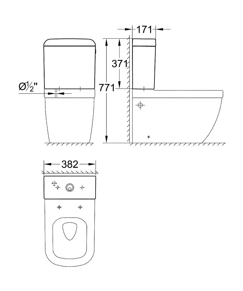 Grohe Euro Ceramic - Spoelreservoir , 382x171 Mm, Watertoevoer Achteraan, Wit Alpine 39332000 - Afbeelding 2