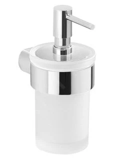 Sapho Gedy Badkameraccessoires - Zeepdispenser Met Houder, Chroom/satin Glas PI8113