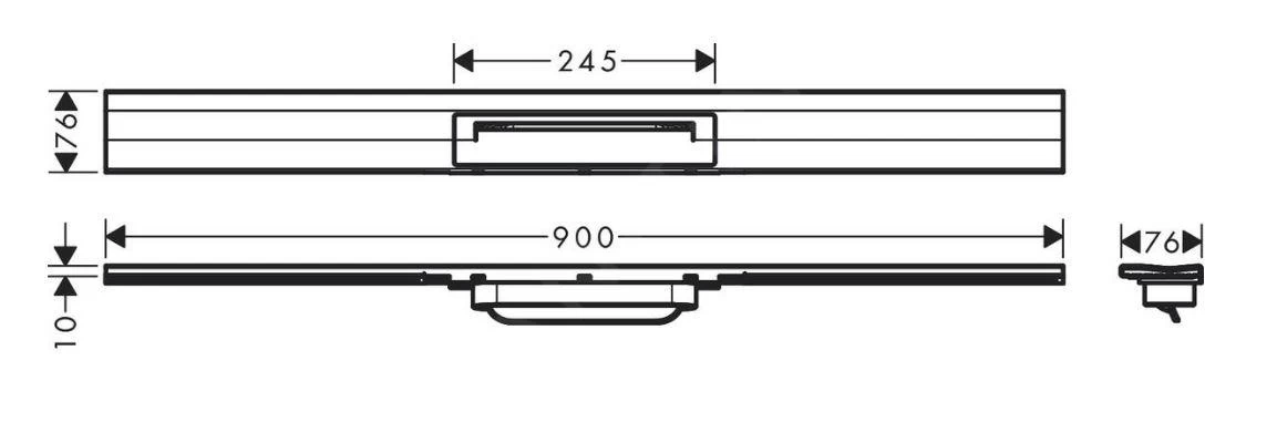 Hansgrohe RainDrain Flex - Douchegoot Met Rvs Rooster 900, Wandmodel, Inkortbaar, Mat Zwart 56052670 - Afbeelding 2