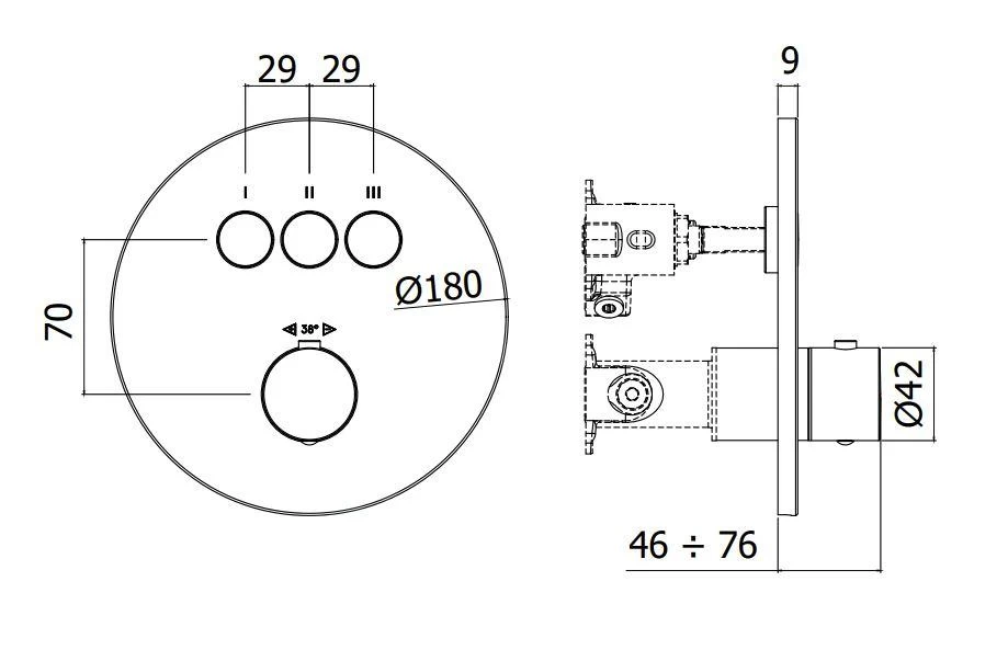 Paffoni Compact Box - Thermostatische Inbouwkraan, Voor 3 Uitgangen, Geborsteld Goud CPT019HGSP - Afbeelding 2