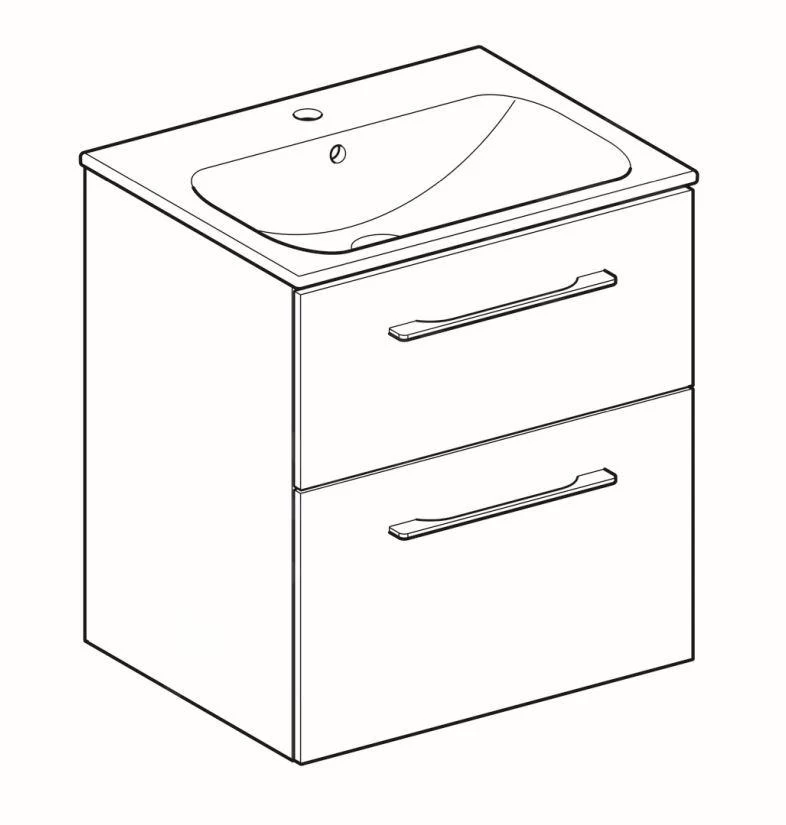 Geberit Selnova Square - Wastafelonderkast 635x588x480 Mm, Met Wastafel, 2 Laden, Hickorynoot 501.238.00.1 - Afbeelding 3