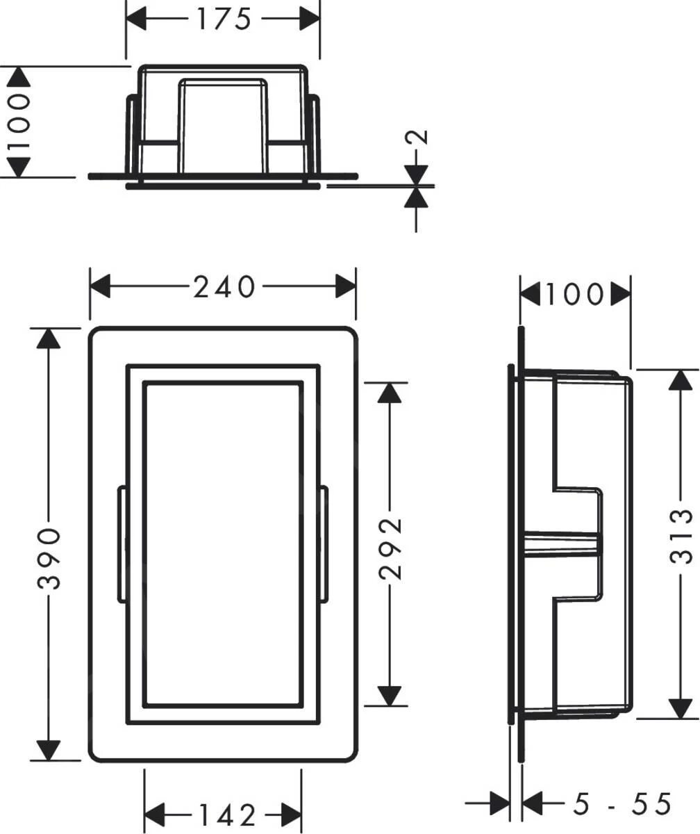 Hansgrohe XtraStoris Individual - Inbouwnis Met Designlijst, 300x150x100 Mm, Geborsteld Rvs/mat Zwart 56094670 - Afbeelding 2