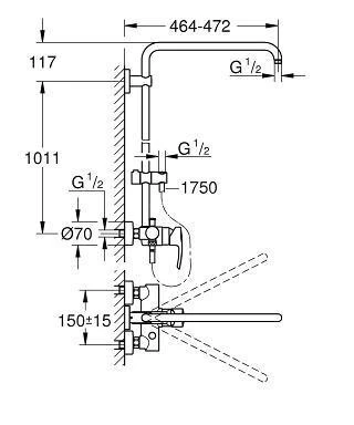 Grohe Euphoria - Douchesysteem Met Eengreeps Opbouwkraan, Chroom 26240000 - Afbeelding 2