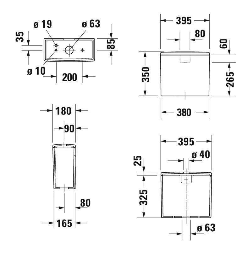 Duravit Soleil By Starck - Spoelreservoir, Aansluiting Links Onderaan, DualFlush, Wit 0945100005 - Afbeelding 2