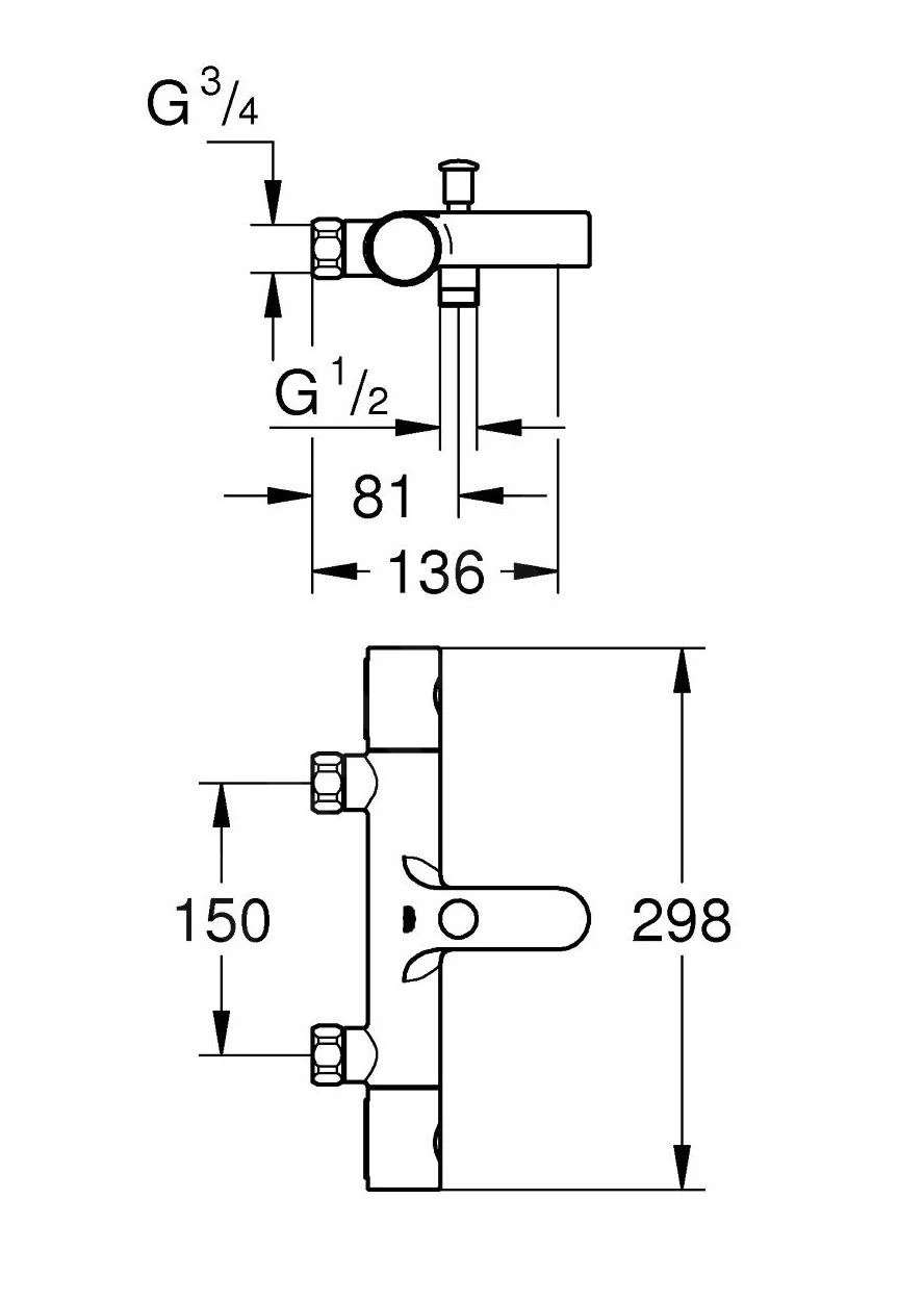 Grohe Grohtherm 800 Cosmopolitan - Thermostaat Badkraan, Chroom 34770000 - Afbeelding 2