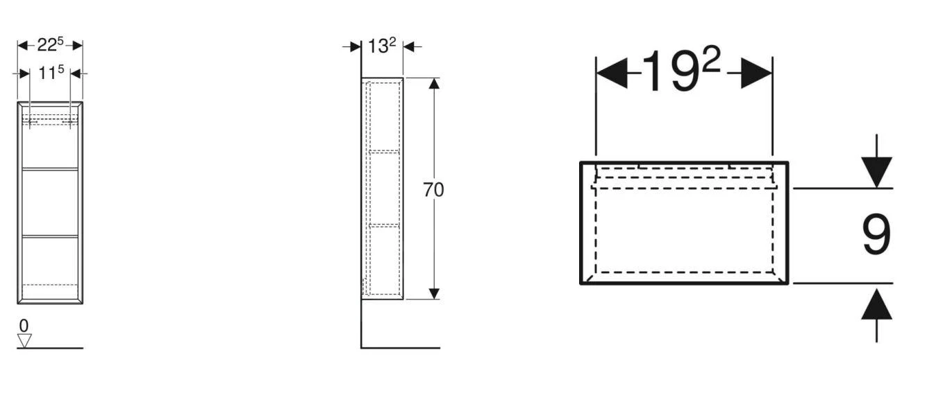 Geberit ICon - Zijkast 225x700x132 Mm, Open, Glanzend Wit 502.320.01.1 - Afbeelding 2