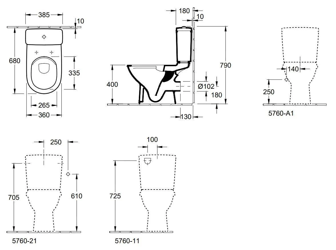 Villeroy & Boch O.novo - Staande Toiletpot, Afvoer Achteraan, DirectFlush, AntiBac, CeramicPlus, Alpine Wit 5661R0T2 - Afbeelding 2