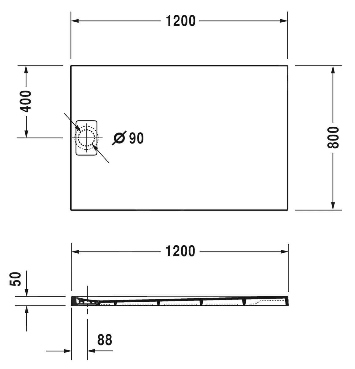 Duravit Stonetto - Douchebak 1200x800 Mm, Antraciet Mat 720148680000000 - Afbeelding 2