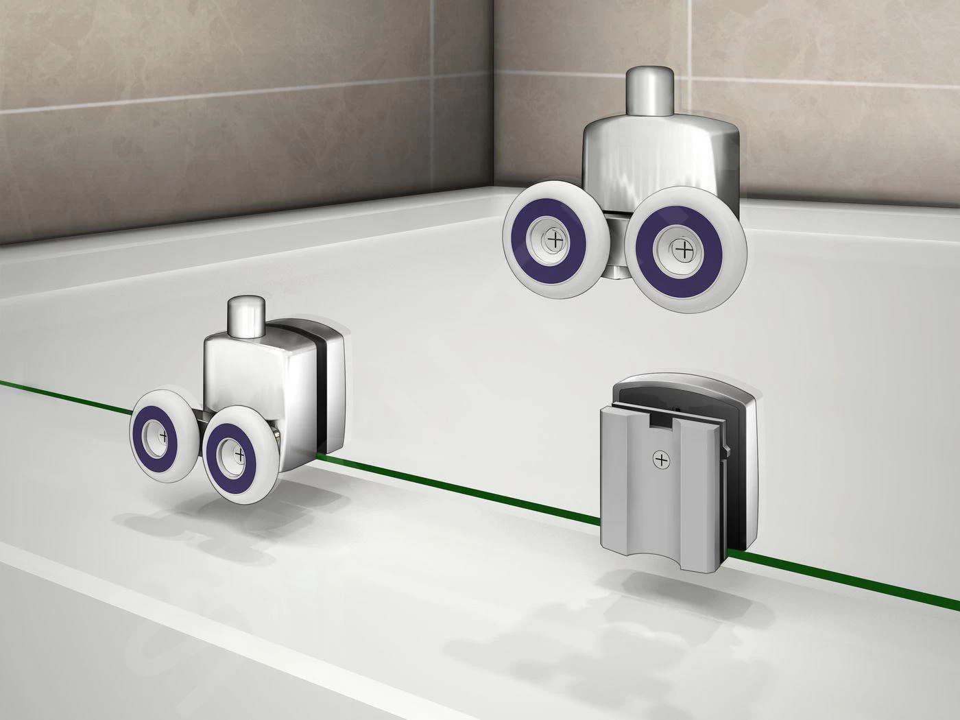 Lansanit LitIN Vati - Douche Schuifdeur 1200 Mm, Glanzend Aluminium/helder Glas SR12-6-190-C - Afbeelding 6