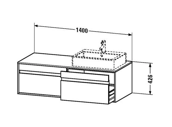 Duravit Ketho - Wastafelonderkast 426x1400x550 Mm, 2 Laden, Glanzend Wit KT6697B2222 - Afbeelding 2