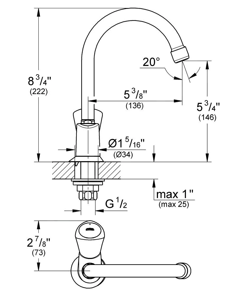 Grohe Costa S - Fonteinkraan, Chroom 20179001 - Afbeelding 2