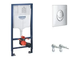 Grohe Rapid SL - Inbouwreservoir Voor Wand-WC, Hoogte 1,13 M, Skate Air Bedieningsplaat, Chroom 38721001