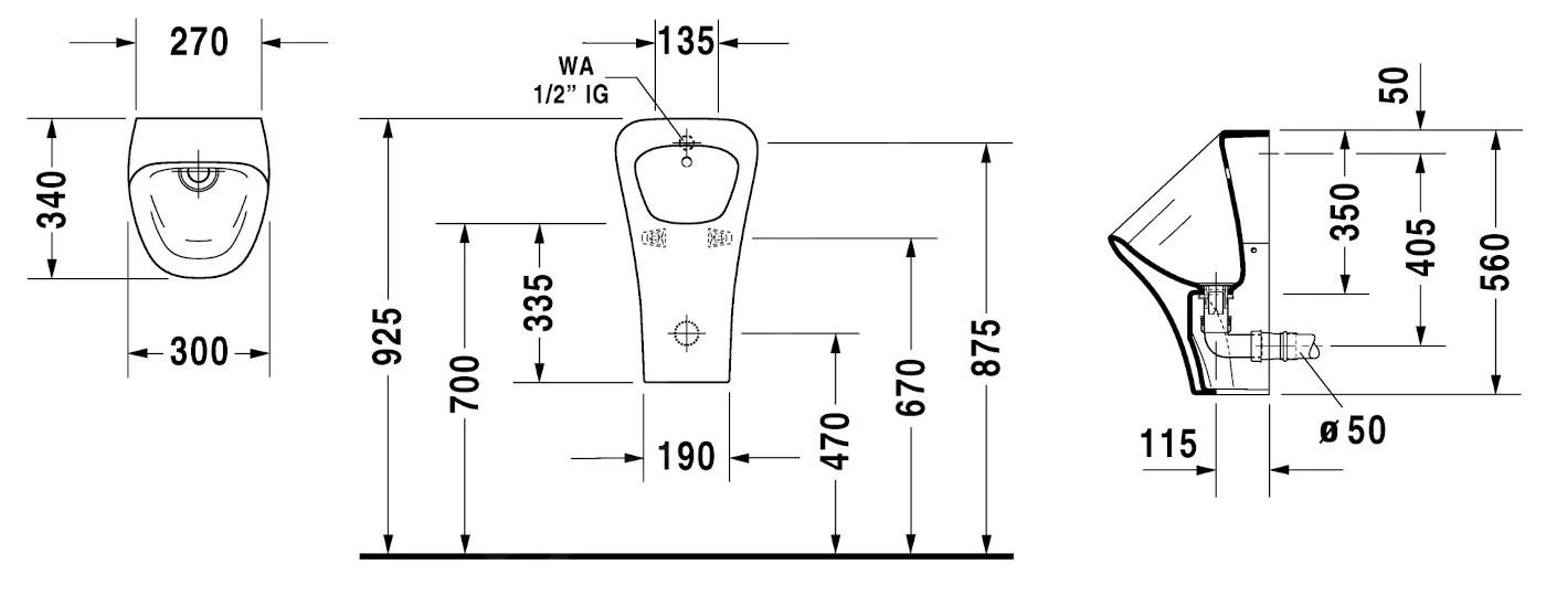Duravit DuraStyle - Urinoir, Met Achterinlaat, Rimless, Met HygieneGlaze, Alpine Wit 2806302000 - Afbeelding 2