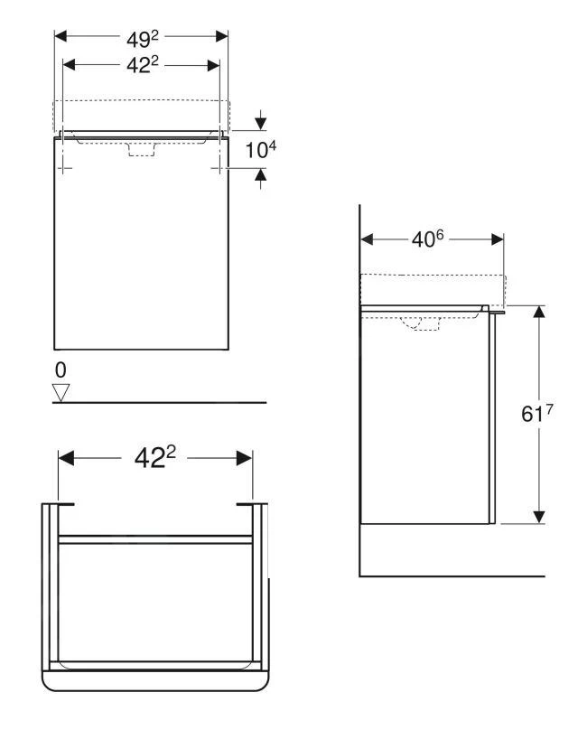 Geberit Smyle Square - Wastafelkast, 492x406x617 Mm, 1 Deur, Scharnieren Links, Zand Grijs 500.364.JL.1 - Afbeelding 2
