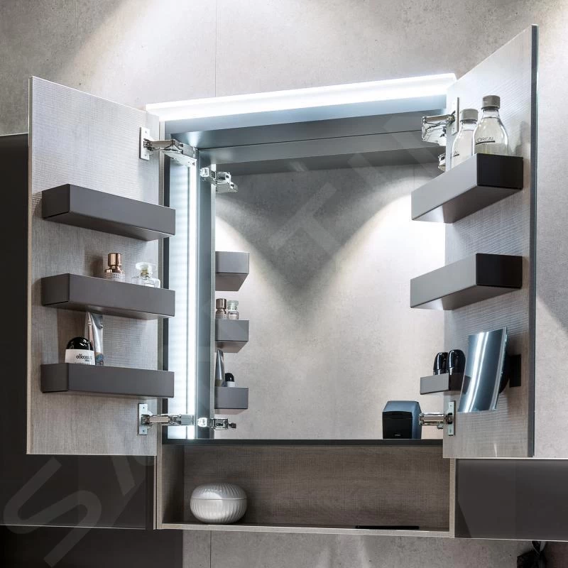 Geberit Acanto - Badkamer Bovenkast Met Spiegel 595x830 Mm, Mytic Eik 500.644.00.2 - Afbeelding 4