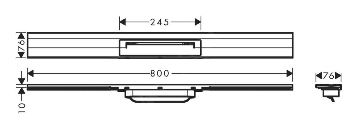 Hansgrohe RainDrain Flex - Douchegoot Met Rvs Rooster 800, Wandmodel, Inkortbaar, Mat Zwart 56051670 - Afbeelding 2