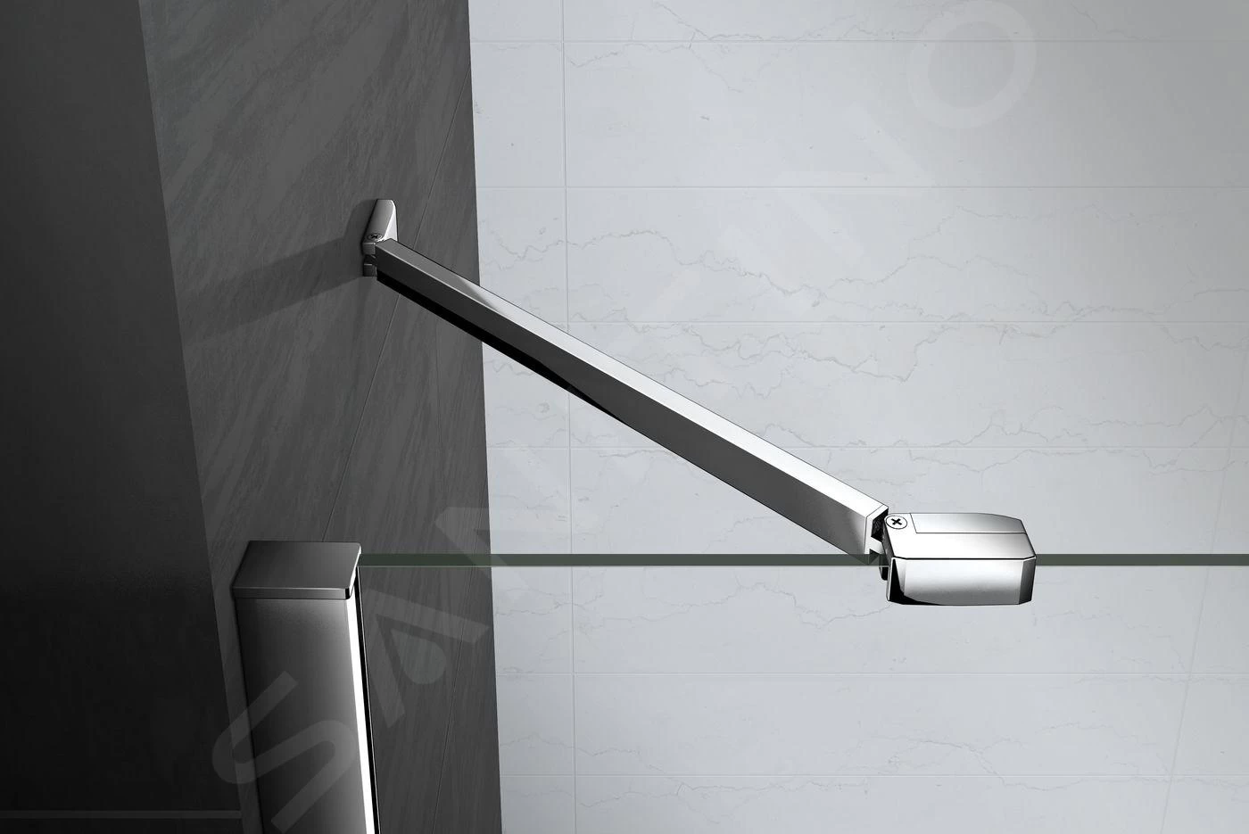 Lansanit LitLUX Brix - Pendel Douchedeur 1000 Mm, Rechts, Glanzend Aluminium/helder Glas H2Y-10R - Afbeelding 8