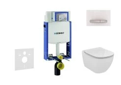 Geberit Kombifix - Inbouwreservoir Voor Hangend Toilet Met SIGMA50 Bedieningsknop, Alpine Wit + Ideal Standard Tesi - Hangend Toilet En Wc-bril 110.302.00.5 NF8