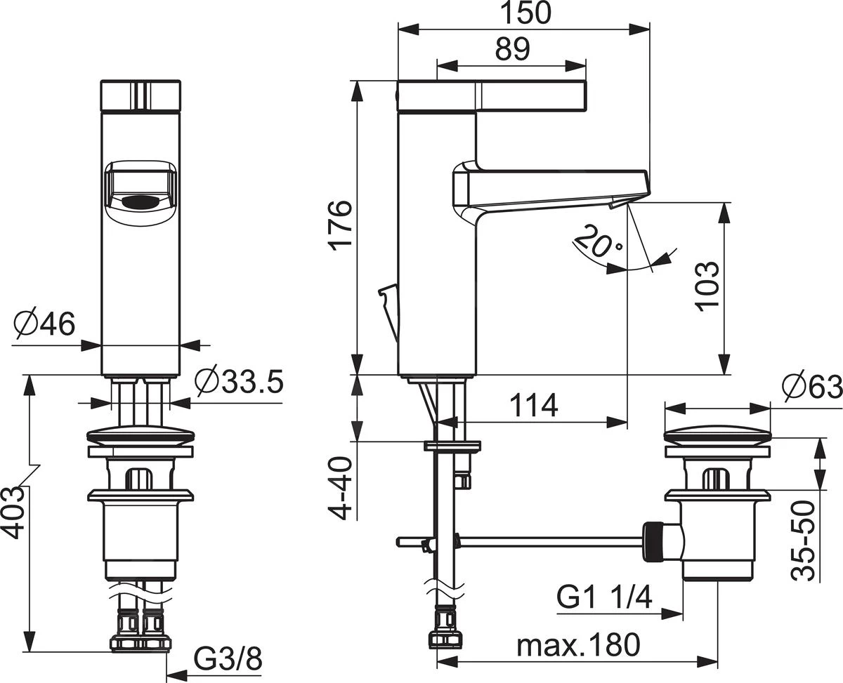 Hansa Loft - Wastafelkraan Met Afvoergarnituur, Chroom 57542203 - Afbeelding 2