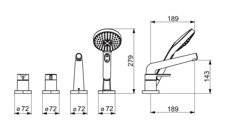Hansa Designo - Badrandkraan, 4-gats, Chroom 53122063 - Afbeelding 2