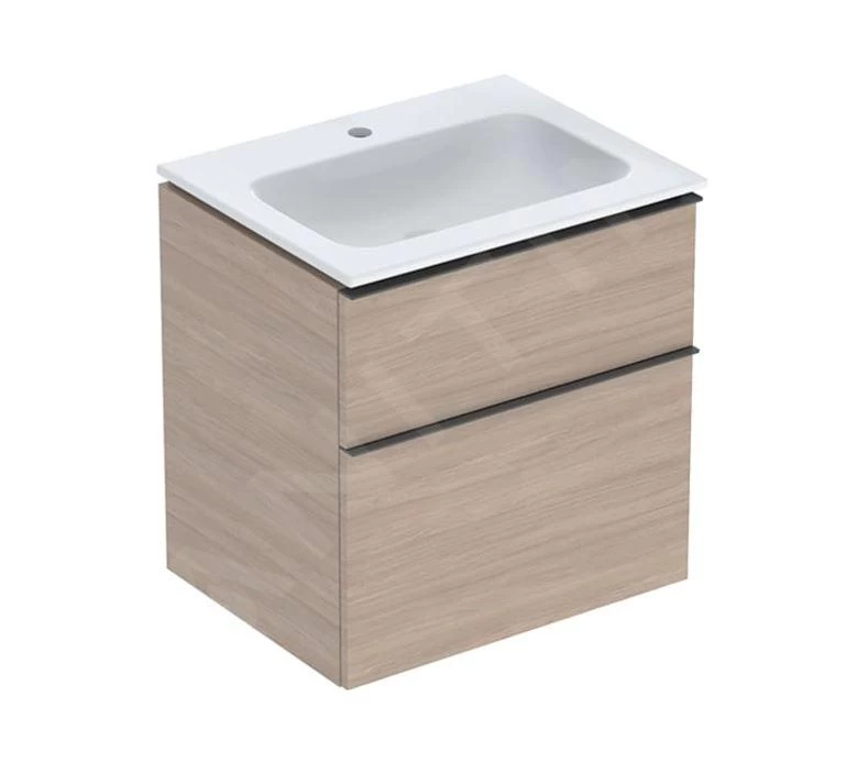 Geberit ICon - Wastafelkast Met Wastafel, 60x48x63 Cm, 2 Laden, KeraTect, Eiken 502.331.JH.1
